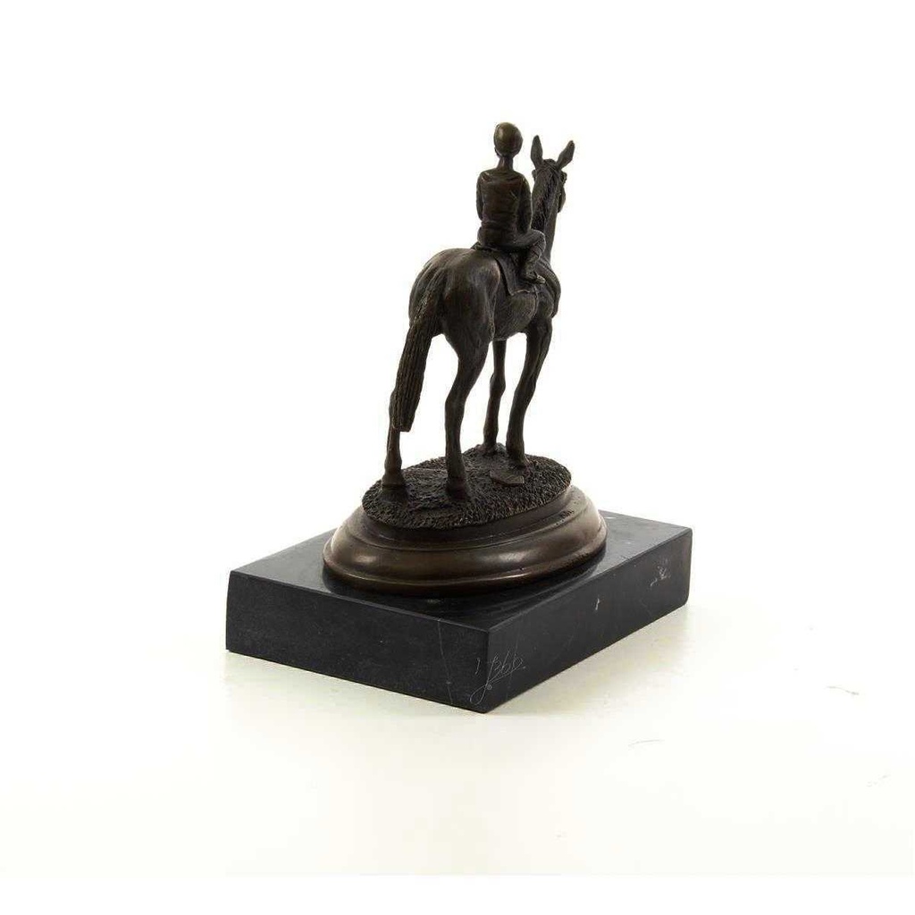 [LA-43223] Bronzeskulptur Bronzefigur Reiter und Pferd Galoppsport Jockey Antik-Stil Bild 8