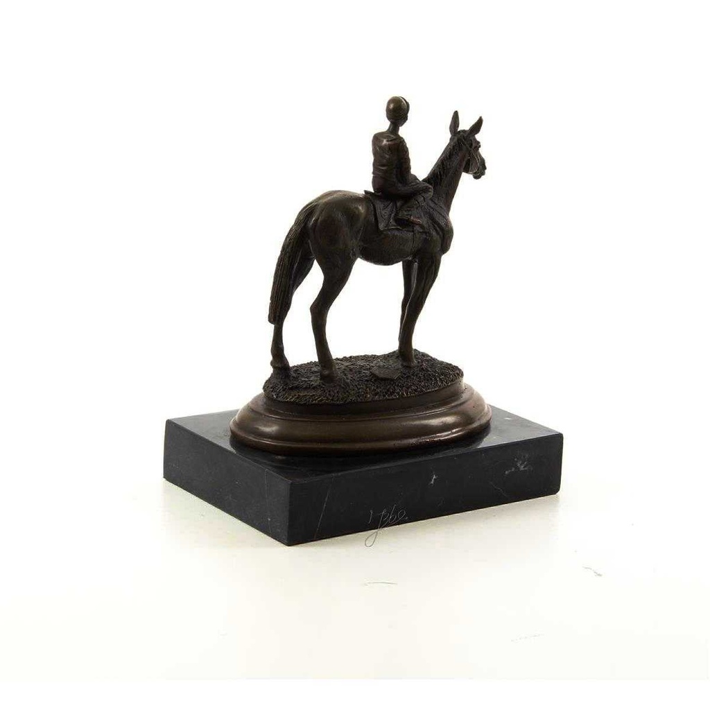 [LA-43223] Bronzeskulptur Bronzefigur Reiter und Pferd Galoppsport Jockey Antik-Stil Bild 9