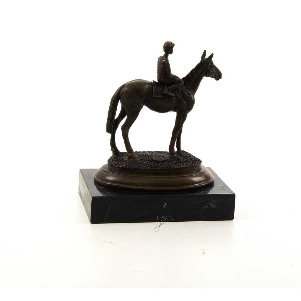 [LA-43223] Bronzeskulptur Bronzefigur Reiter und Pferd Galoppsport Jockey Antik-Stil Bild 10