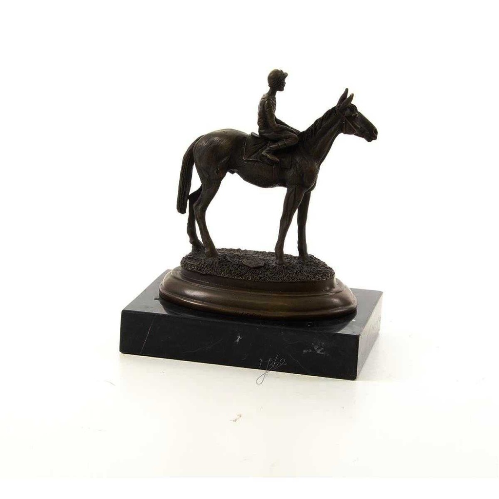 [LA-43223] Bronzeskulptur Bronzefigur Reiter und Pferd Galoppsport Jockey Antik-Stil Bild 11