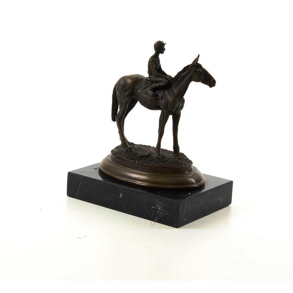 [LA-43223] Bronzeskulptur Bronzefigur Reiter und Pferd Galoppsport Jockey Antik-Stil Bild 12