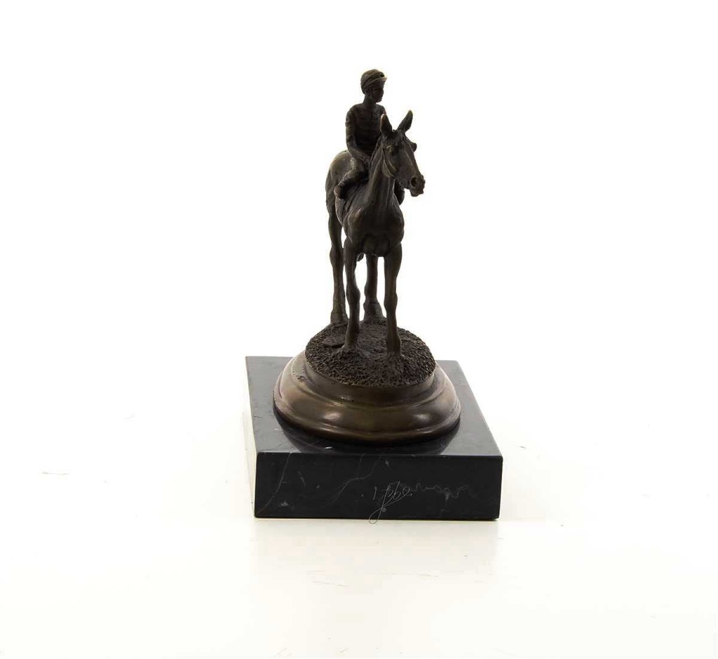 [LA-43223] Bronzeskulptur Bronzefigur Reiter und Pferd Galoppsport Jockey Antik-Stil Bild 14