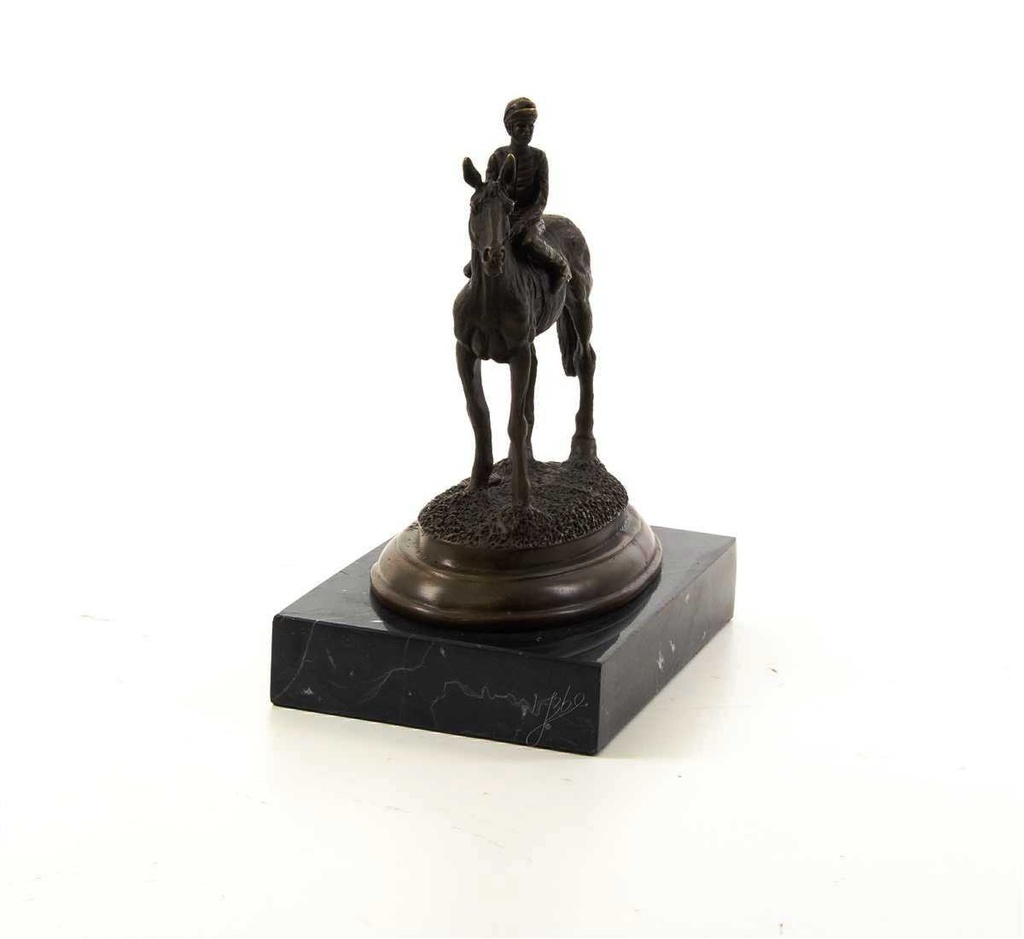 [LA-43223] Bronzeskulptur Bronzefigur Reiter und Pferd Galoppsport Jockey Antik-Stil Bild 15