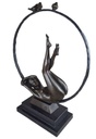 [LA-43229] Bronzeskulptur Bronzefigur Frau Akt Ring und Vögel Bild 6