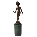 [LA-43239] Bronzeskulptur Bronzefigur Mädchen Hält Eine Rose Klassisch Bild 3