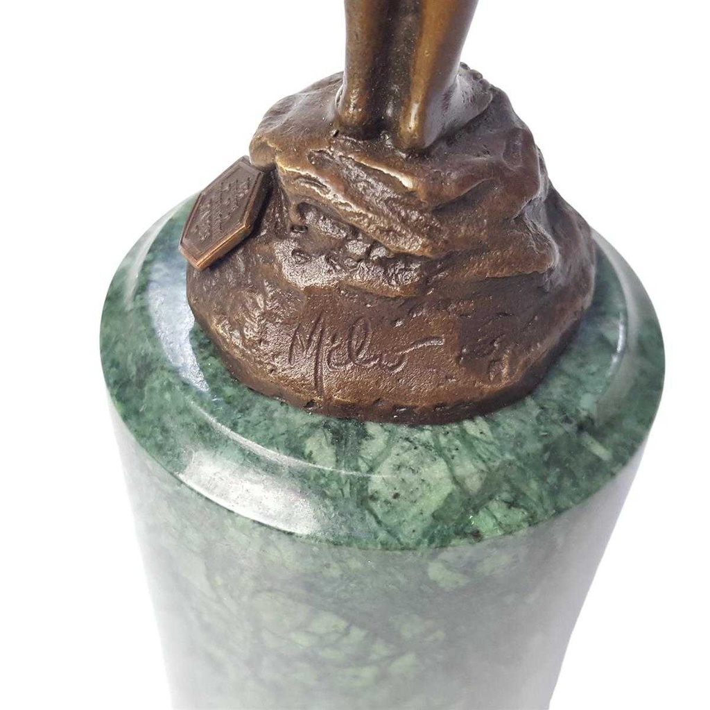[LA-43239] Bronzeskulptur Bronzefigur Mädchen Hält Eine Rose Klassisch Bild 6