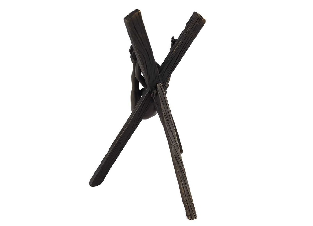 [LA-43247] Bronzeskulptur Bronzefigur Frau An Kreuz Gefesselt Antik-Stil Bild 3