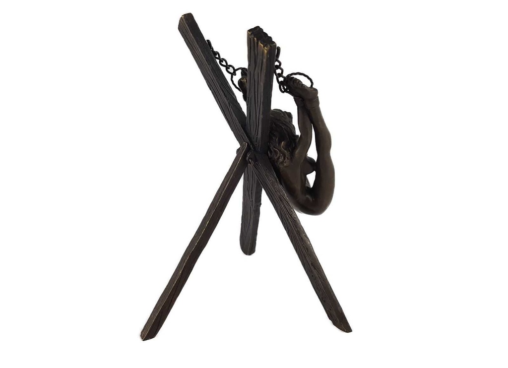 [LA-43247] Bronzeskulptur Bronzefigur Frau An Kreuz Gefesselt Antik-Stil Bild 4