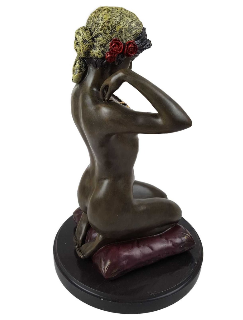 [LA-43254] Bronzeskulptur Bronzefigur Frau Kniend Neue Halskette bunt Bild 6
