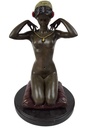 [LA-43254] Bronzeskulptur Bronzefigur Frau Kniend Neue Halskette bunt Bild 8