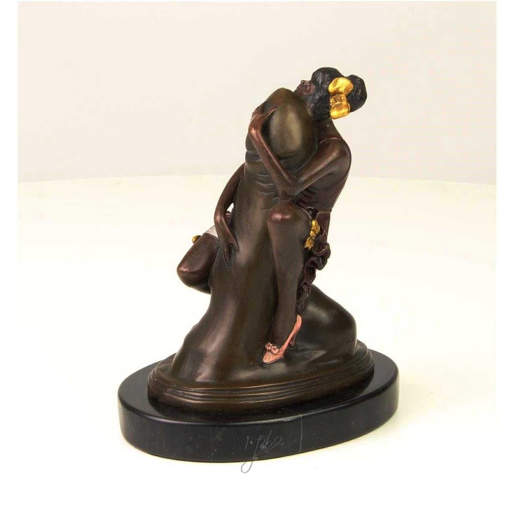 [LA-43258] Bronzeskulptur Bronzefigur Frau Umarmt Sitzend Einen Phallus Bild 6