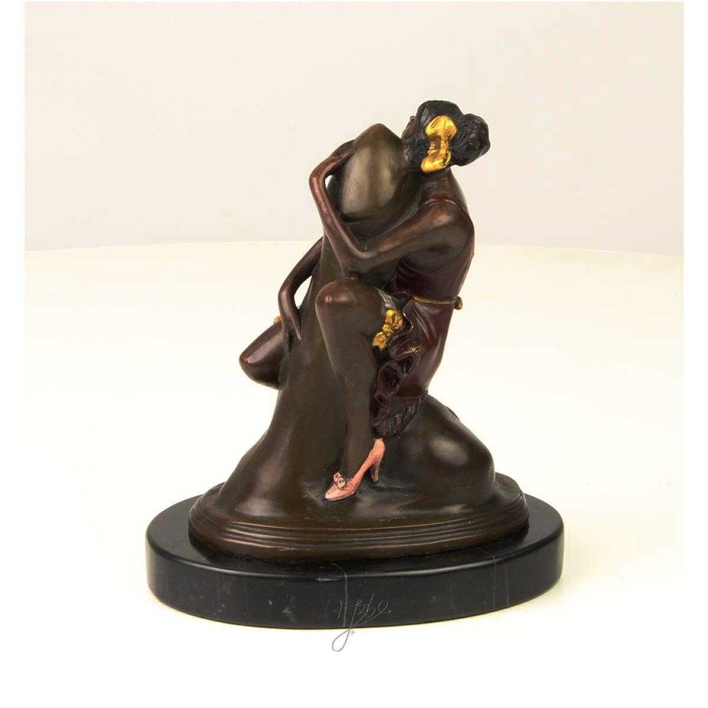[LA-43258] Bronzeskulptur Bronzefigur Frau Umarmt Sitzend Einen Phallus Bild 7