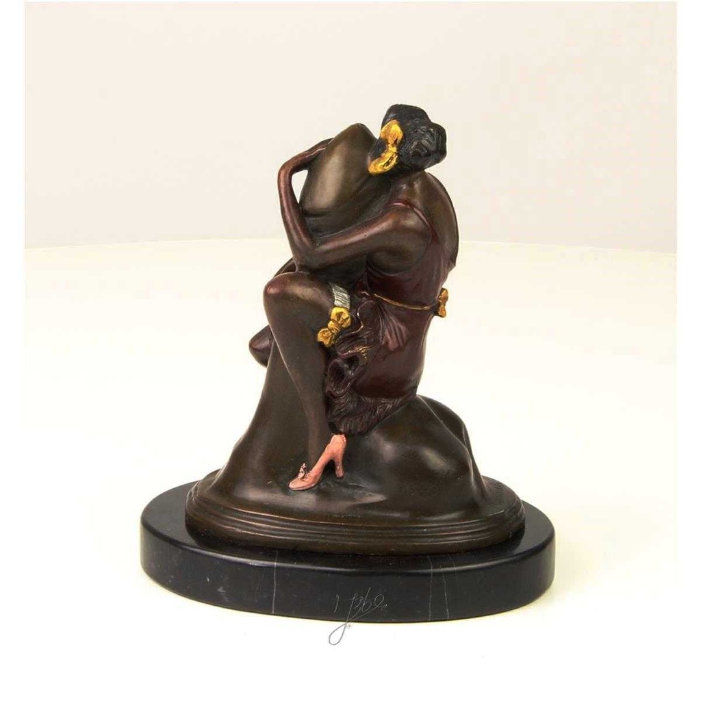 [LA-43258] Bronzeskulptur Bronzefigur Frau Umarmt Sitzend Einen Phallus Bild 8