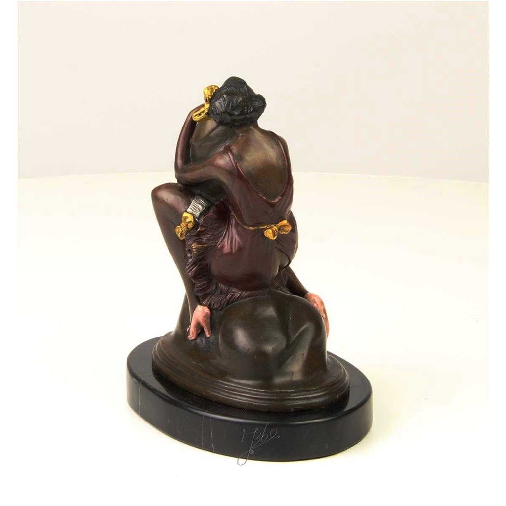 [LA-43258] Bronzeskulptur Bronzefigur Frau Umarmt Sitzend Einen Phallus Bild 10