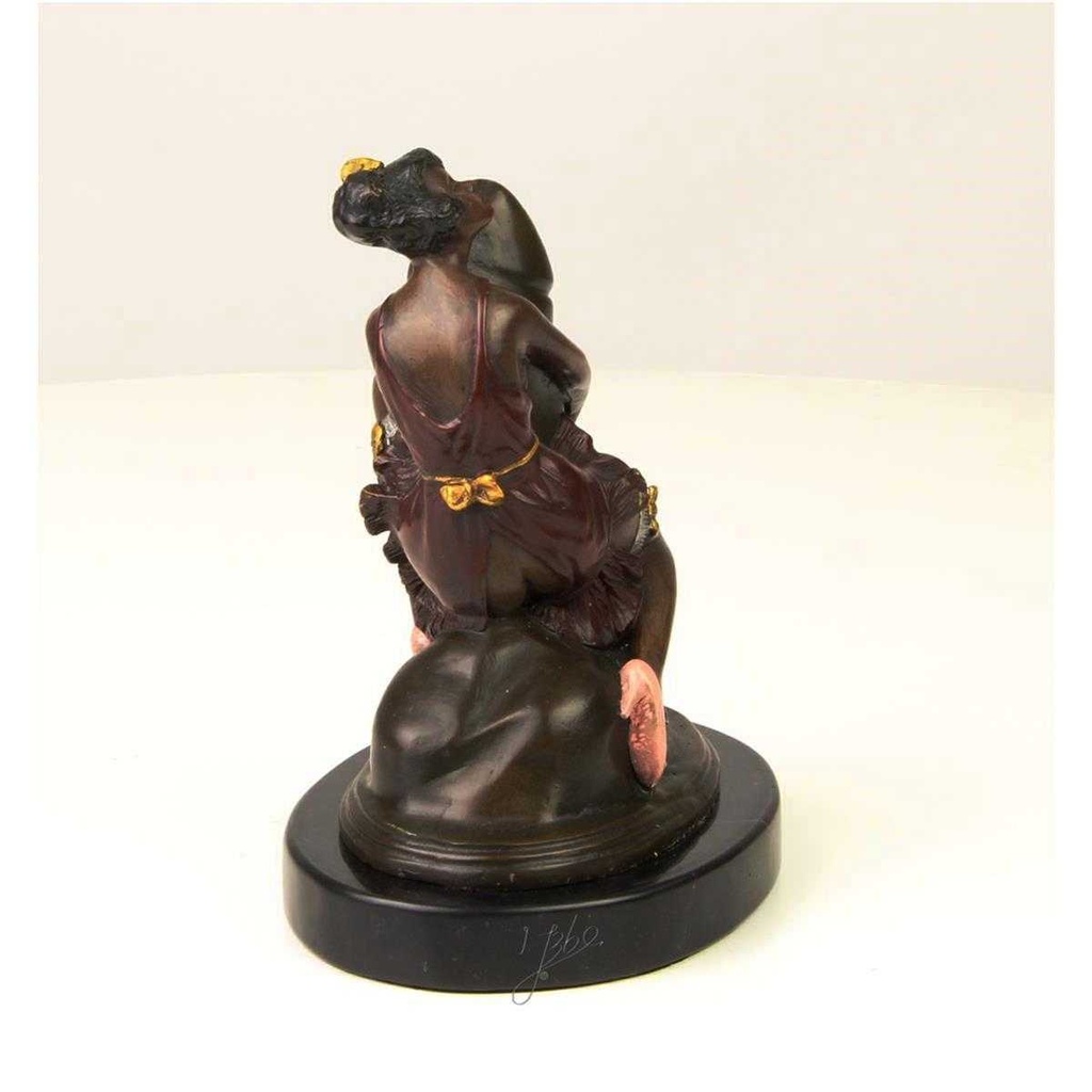 [LA-43258] Bronzeskulptur Bronzefigur Frau Umarmt Sitzend Einen Phallus Bild 12