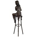 [LA-43267] Bronzeskulptur Bronzefigur Frau auf Barstuhl Barhocker Bild 3