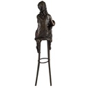 [LA-43267] Bronzeskulptur Bronzefigur Frau auf Barstuhl Barhocker Bild 4