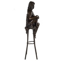 [LA-43267] Bronzeskulptur Bronzefigur Frau auf Barstuhl Barhocker Bild 6