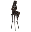 [LA-43267] Bronzeskulptur Bronzefigur Frau auf Barstuhl Barhocker Bild 7