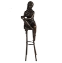 [LA-43267] Bronzeskulptur Bronzefigur Frau auf Barstuhl Barhocker Bild 8