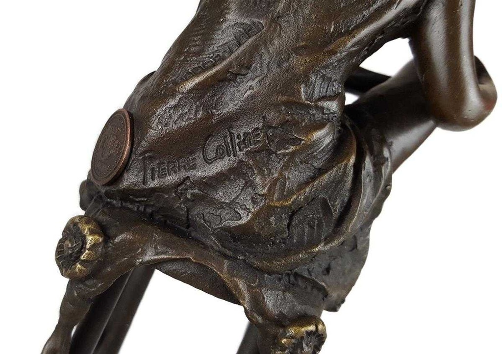 [LA-43267] Bronzeskulptur Bronzefigur Frau auf Barstuhl Barhocker Bild 9