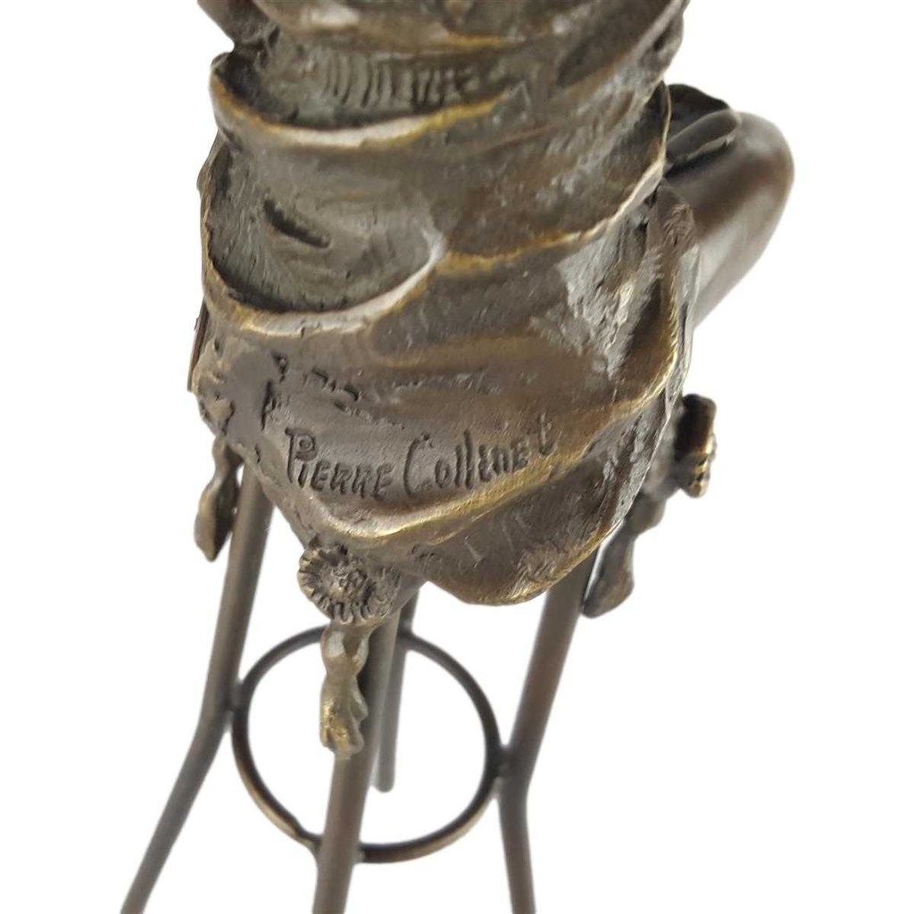 [LA-43268] Bronzeskulptur Bronzefigur Frau auf Barstuhl Barhocker #43268 Bild 5