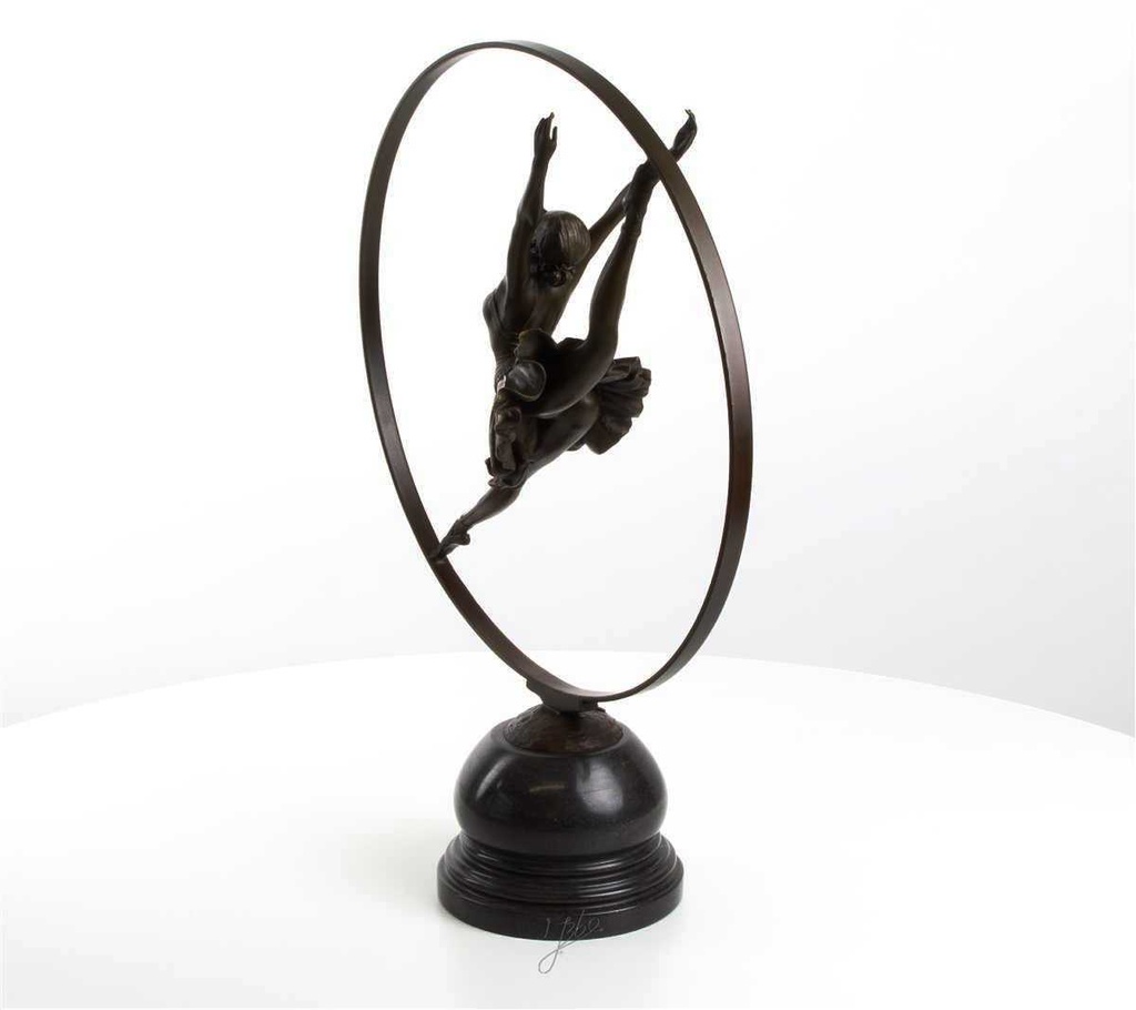 [LA-43288] Bronzeskulptur Bronzefigur Ringtänzerin Im Ring Art-Deco-Stil Bild 4