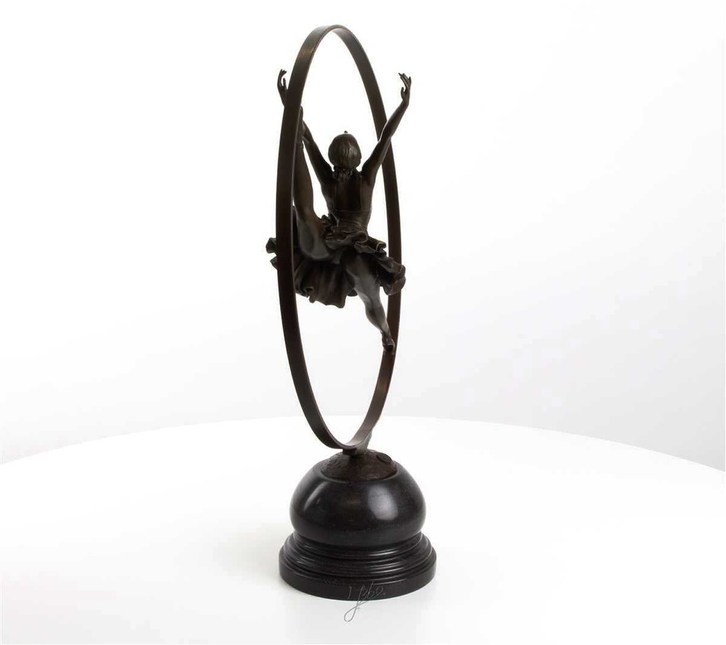 [LA-43288] Bronzeskulptur Bronzefigur Ringtänzerin Im Ring Art-Deco-Stil Bild 6
