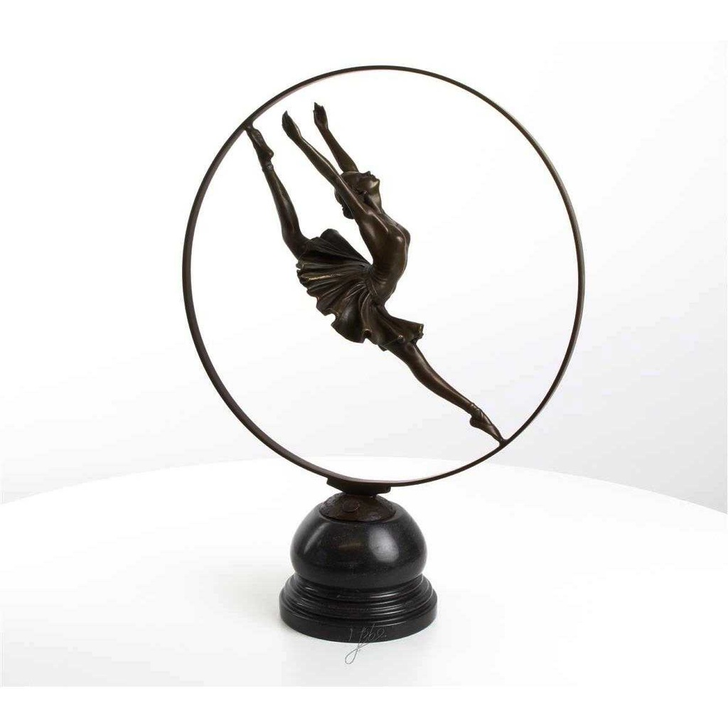 [LA-43288] Bronzeskulptur Bronzefigur Ringtänzerin Im Ring Art-Deco-Stil Bild 10