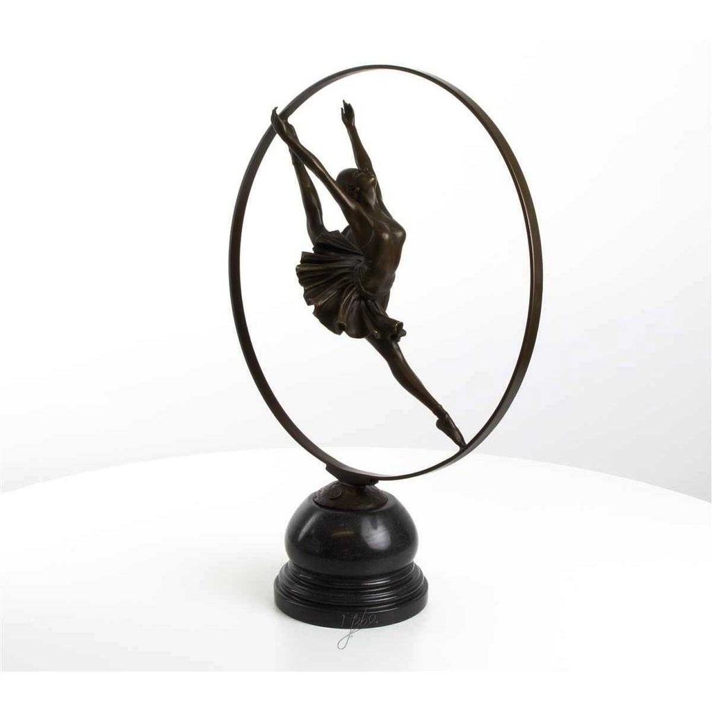 [LA-43288] Bronzeskulptur Bronzefigur Ringtänzerin Im Ring Art-Deco-Stil Bild 11