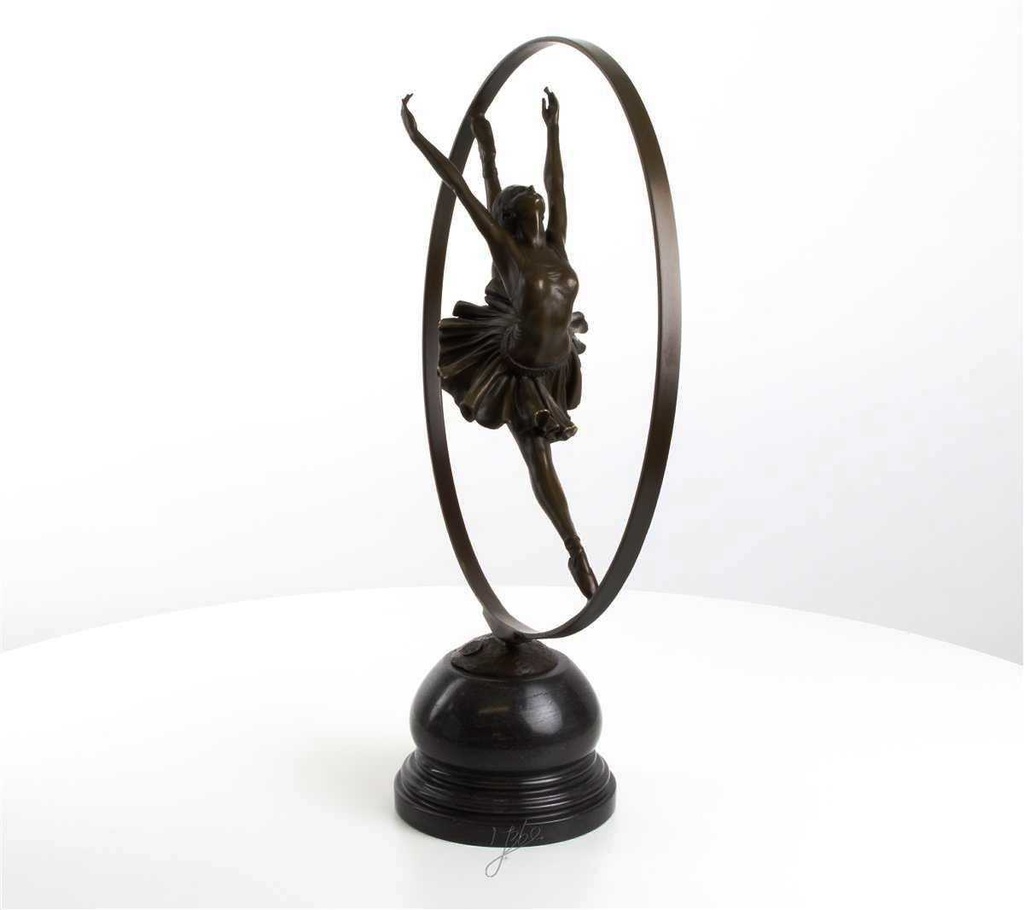 [LA-43288] Bronzeskulptur Bronzefigur Ringtänzerin Im Ring Art-Deco-Stil Bild 12