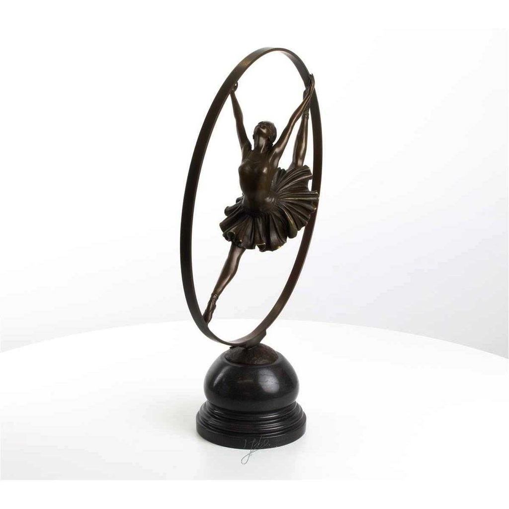 [LA-43288] Bronzeskulptur Bronzefigur Ringtänzerin Im Ring Art-Deco-Stil Bild 14