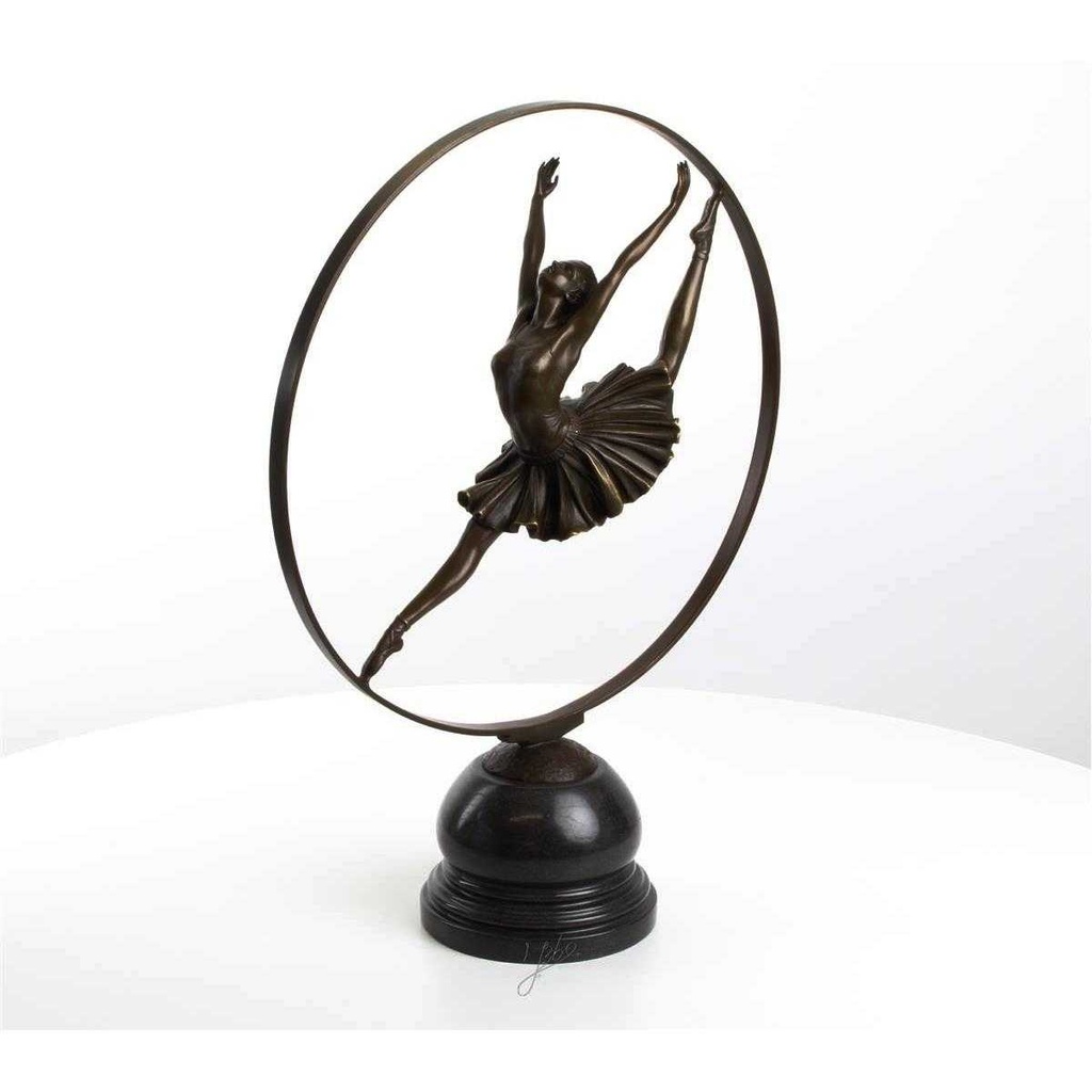 [LA-43288] Bronzeskulptur Bronzefigur Ringtänzerin Im Ring Art-Deco-Stil Bild 15