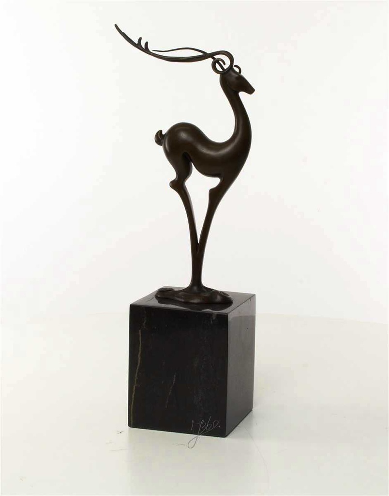 [LA-43296] Bronzeskulptur Bronzefigur Antilope Modern-Stil Bild 3