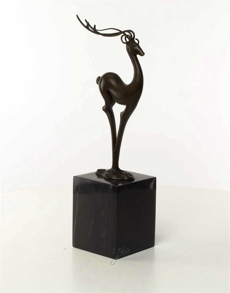 [LA-43296] Bronzeskulptur Bronzefigur Antilope Modern-Stil Bild 4