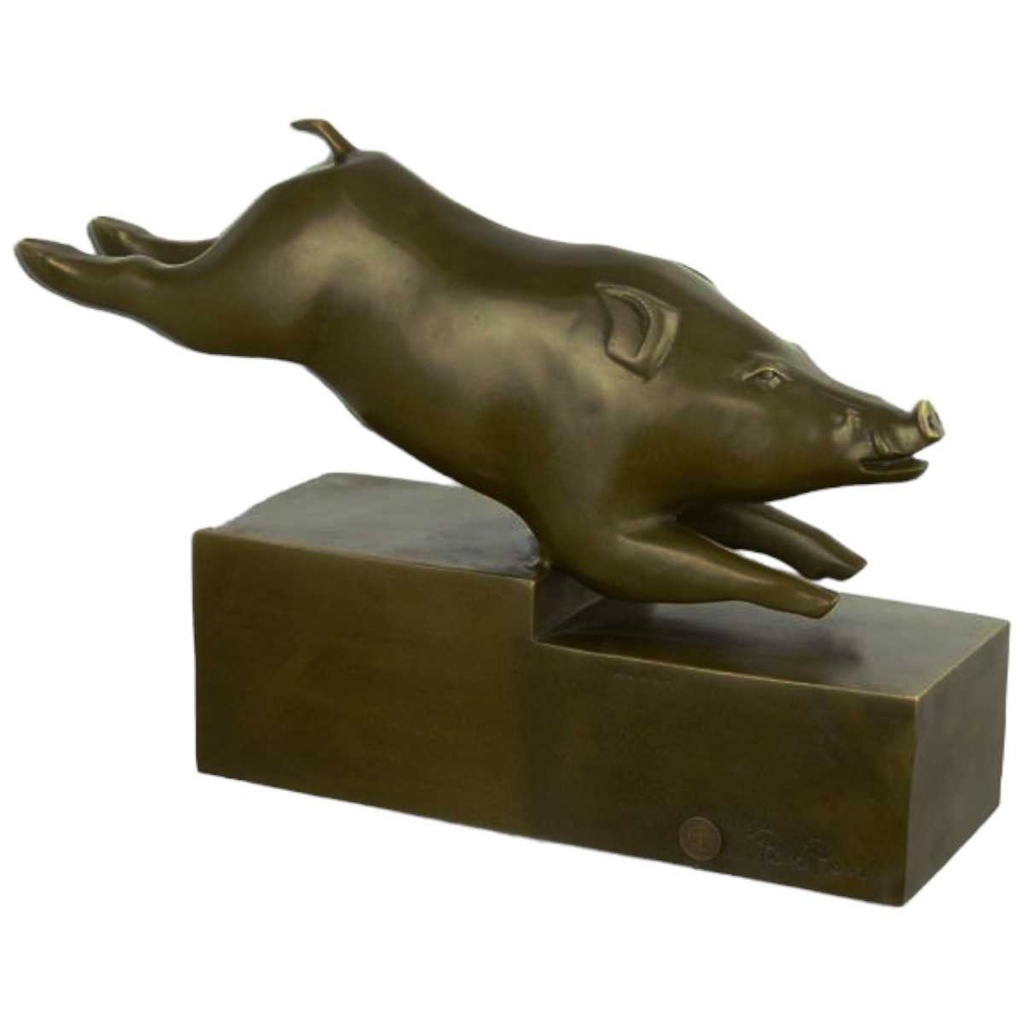 [LA-43298] Bronzeskulptur Bronzefigur Eber Schwein Bild 2