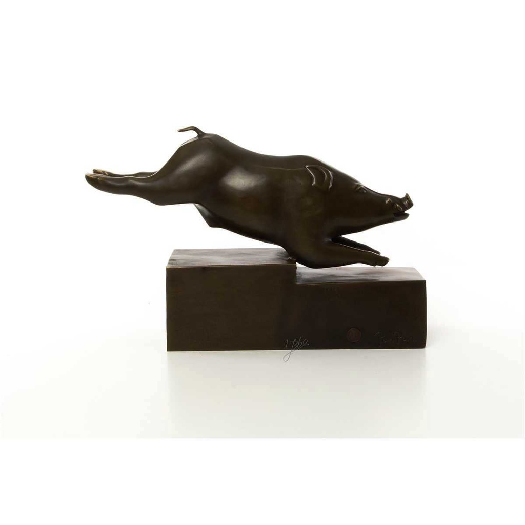 [LA-43298] Bronzeskulptur Bronzefigur Eber Schwein Bild 3