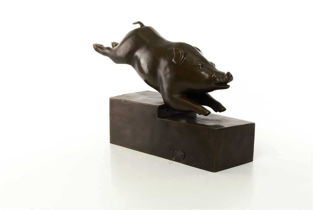[LA-43298] Bronzeskulptur Bronzefigur Eber Schwein Bild 4