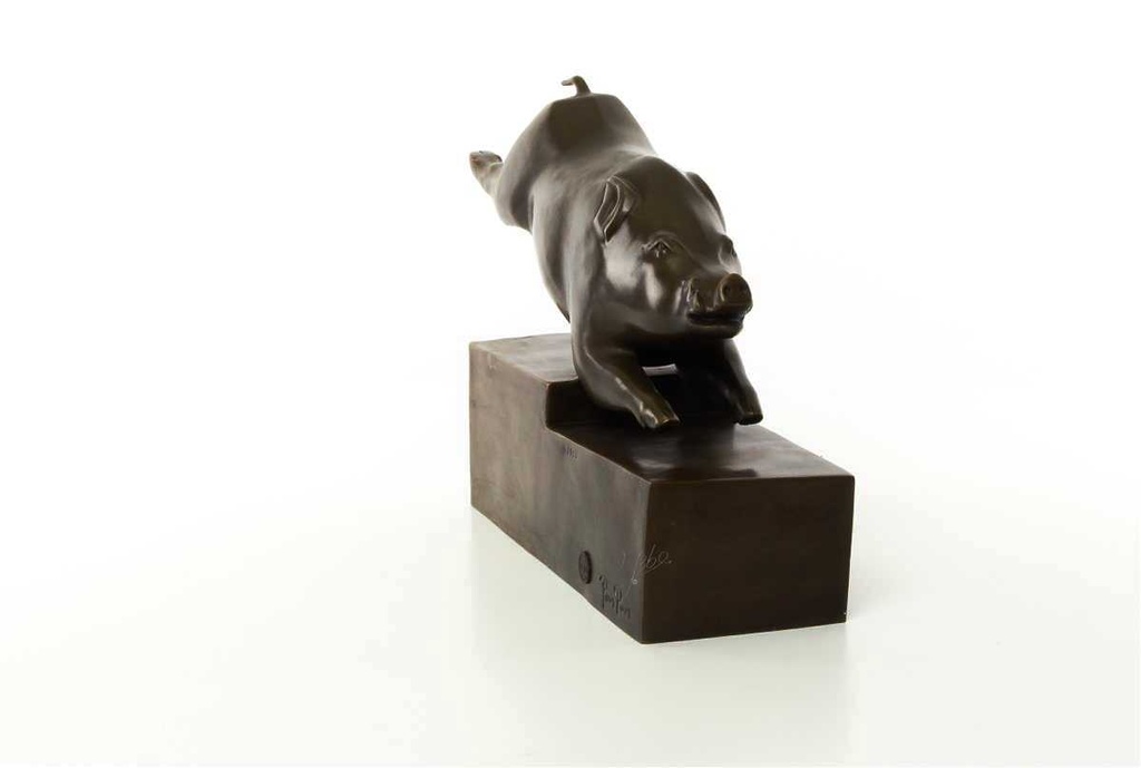 [LA-43298] Bronzeskulptur Bronzefigur Eber Schwein Bild 5
