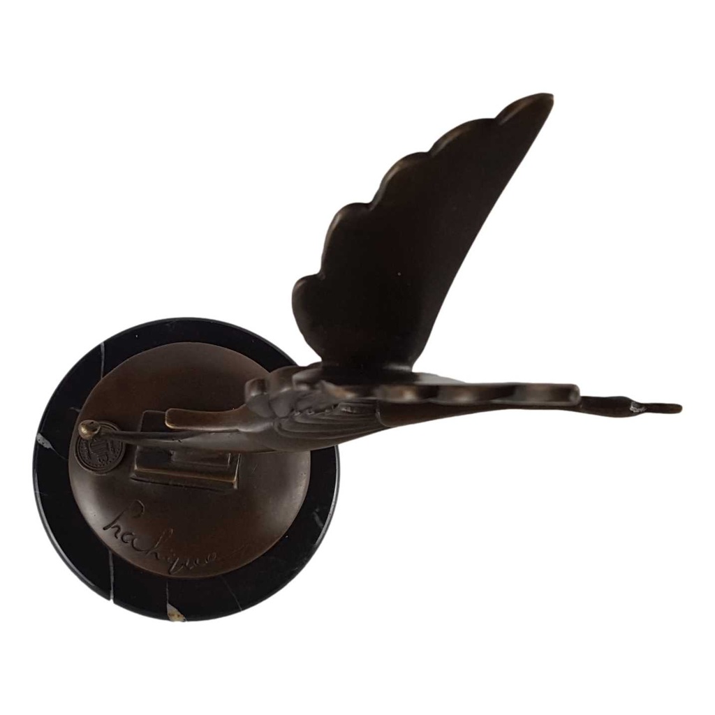 [LA-43299] Bronzeskulptur Bronzefigur Kühlerfigur Bronze Art Déco Storch Bild 4