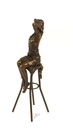 [LA-43301] Bronzeskulptur Bronzefigur Frau auf Barstuhl Barhocker bunt Art-Deco-Stil Bild 3