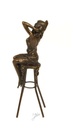 [LA-43301] Bronzeskulptur Bronzefigur Frau auf Barstuhl Barhocker bunt Art-Deco-Stil Bild 5