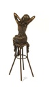 [LA-43301] Bronzeskulptur Bronzefigur Frau auf Barstuhl Barhocker bunt Art-Deco-Stil Bild 7