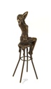 [LA-43301] Bronzeskulptur Bronzefigur Frau auf Barstuhl Barhocker bunt Art-Deco-Stil Bild 11