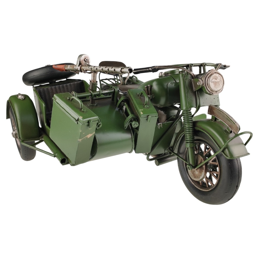 [LA-43303] Blechmodell Militärmotorrad mit Beiwagen Grün Bild 2