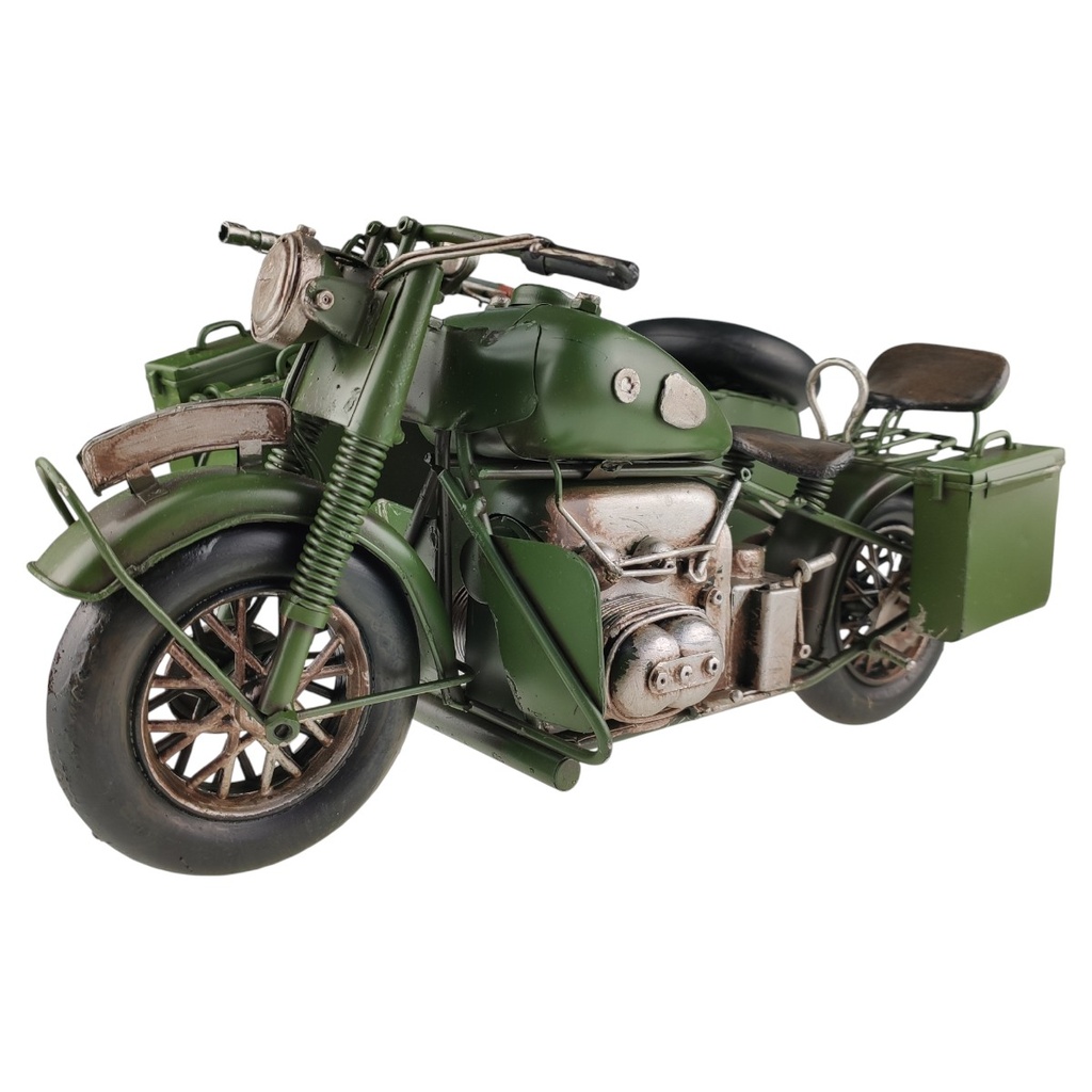 [LA-43303] Blechmodell Militärmotorrad mit Beiwagen Grün Bild 3