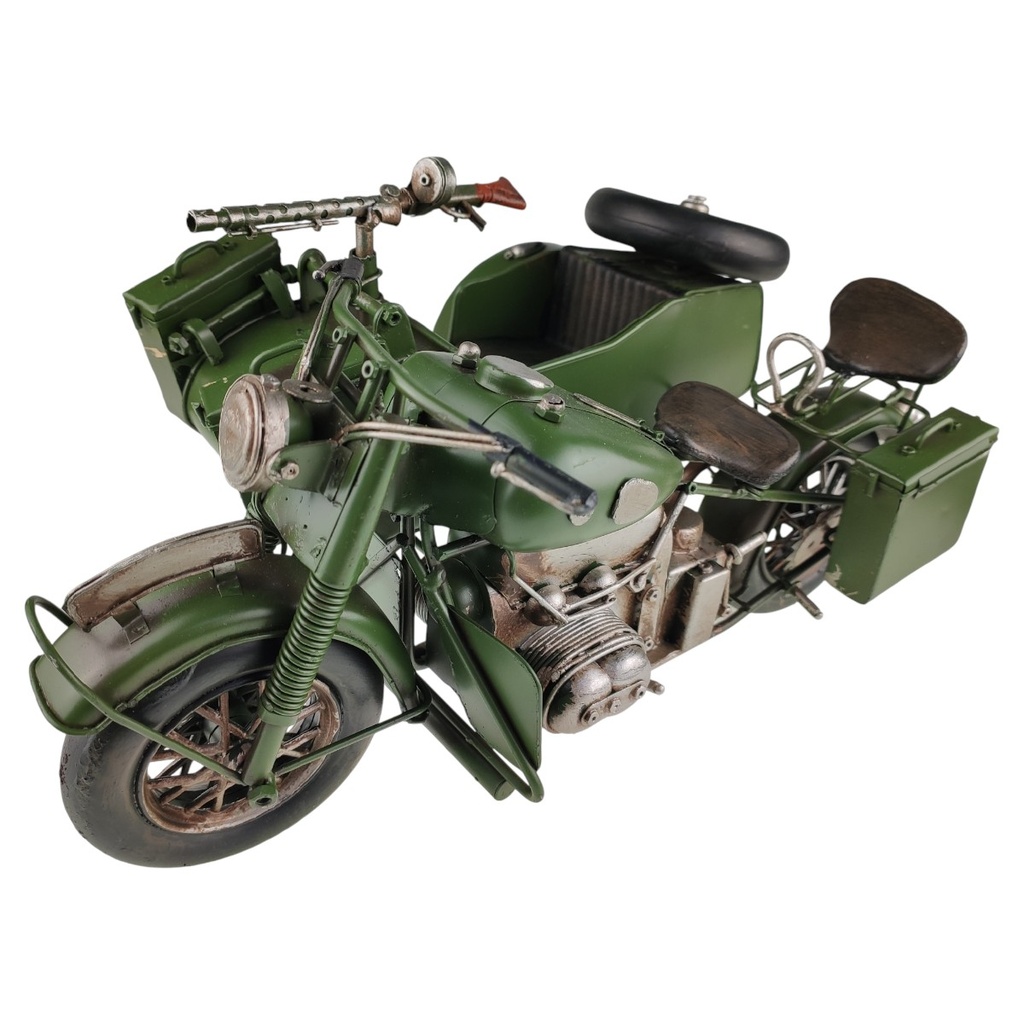 [LA-43303] Blechmodell Militärmotorrad mit Beiwagen Grün Bild 4
