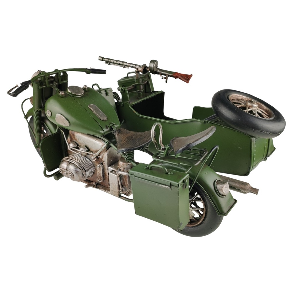 [LA-43303] Blechmodell Militärmotorrad mit Beiwagen Grün Bild 5
