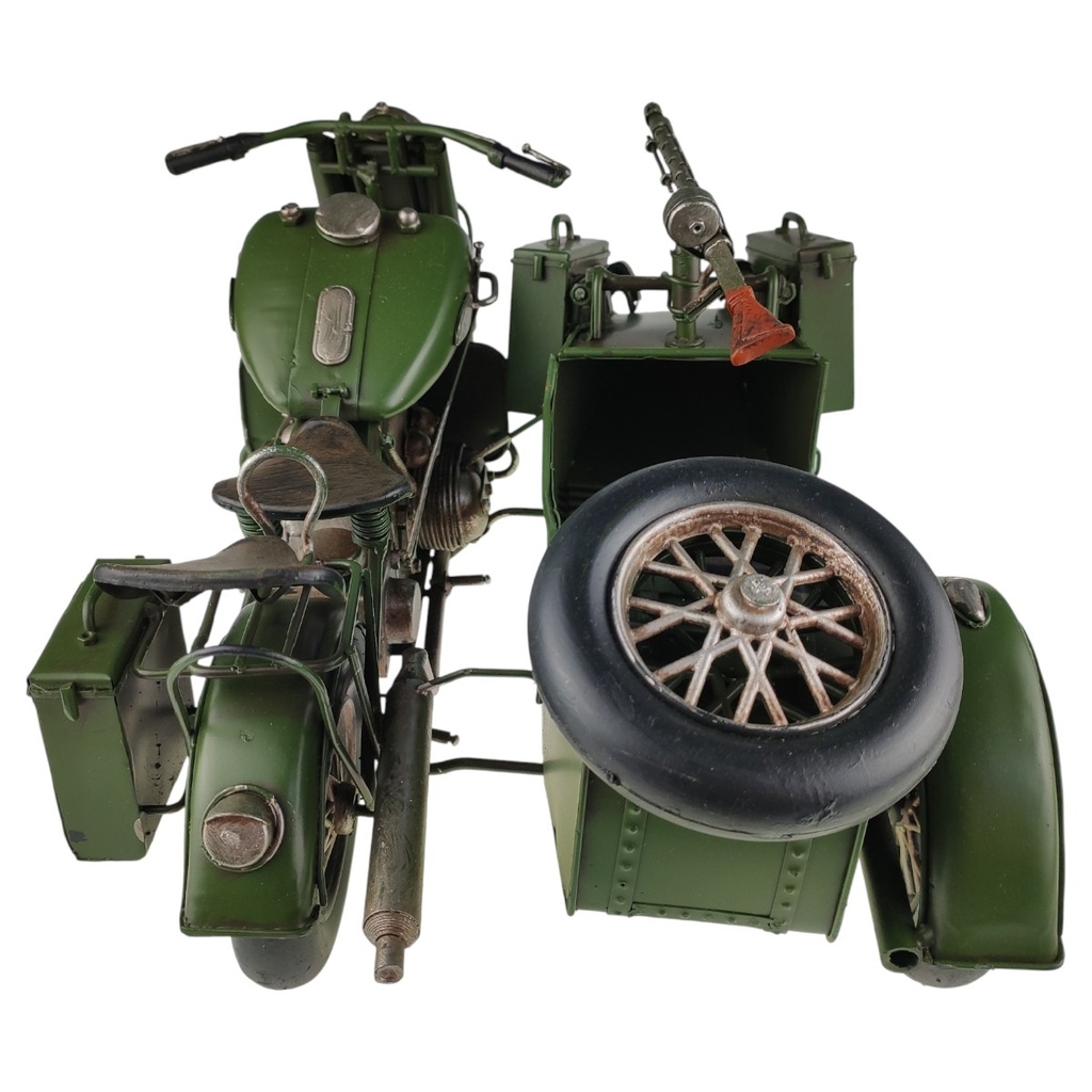 [LA-43303] Blechmodell Militärmotorrad mit Beiwagen Grün Bild 6