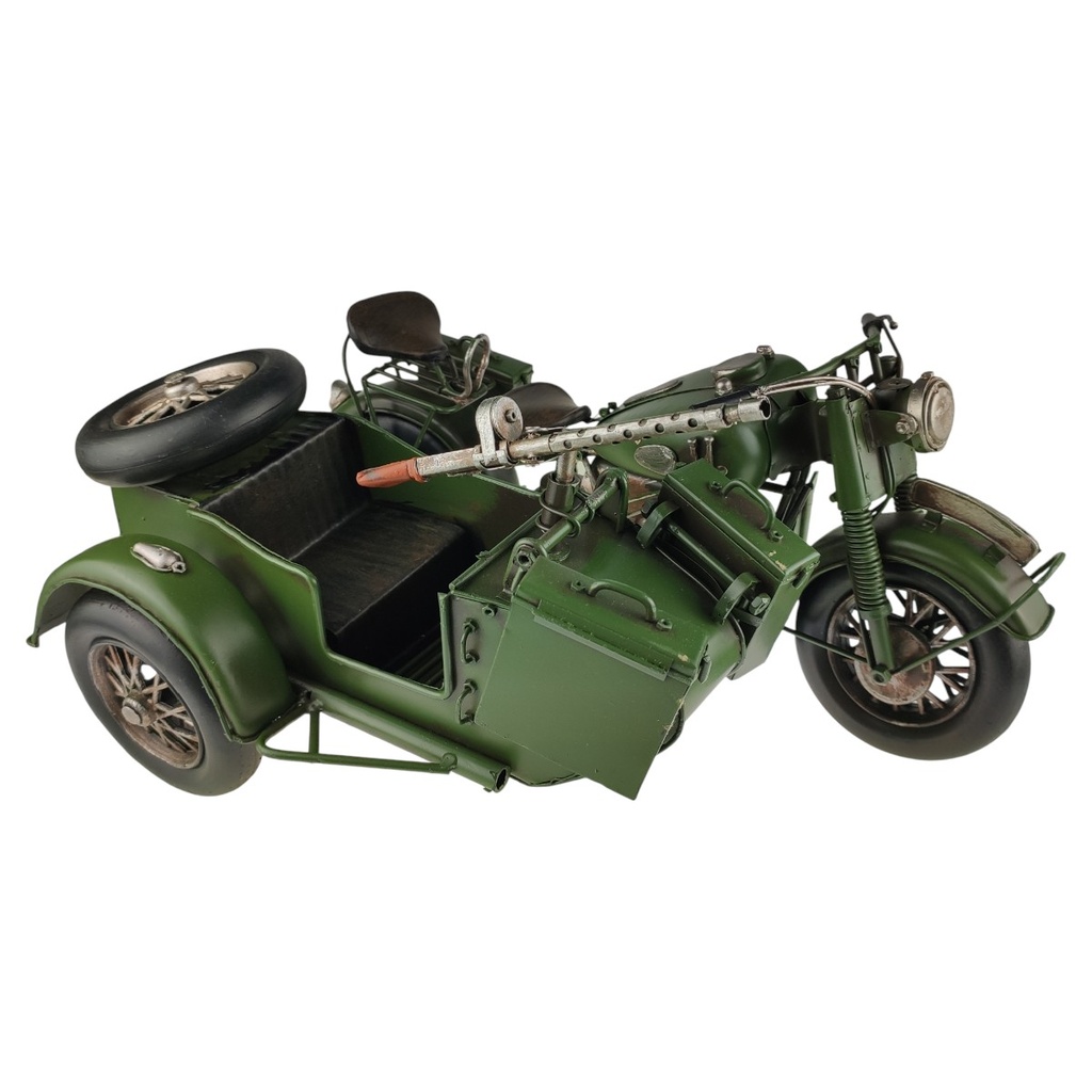 [LA-43303] Blechmodell Militärmotorrad mit Beiwagen Grün Bild 8